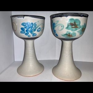Set (2) of stoneware goblets - B Welch Made in USA